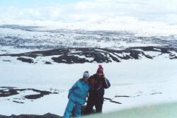 Brazilian Christian woman and Sweden Christian man in the mountains in the arctic