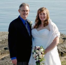 Joyful wedding day for BC couple with ocean in background