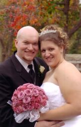 Former Wisconsin Christian singles look really joyful on their wedding day in Autumn