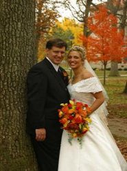 Online dating for Christians brought these happy newlyweds together for their Autumn wedding