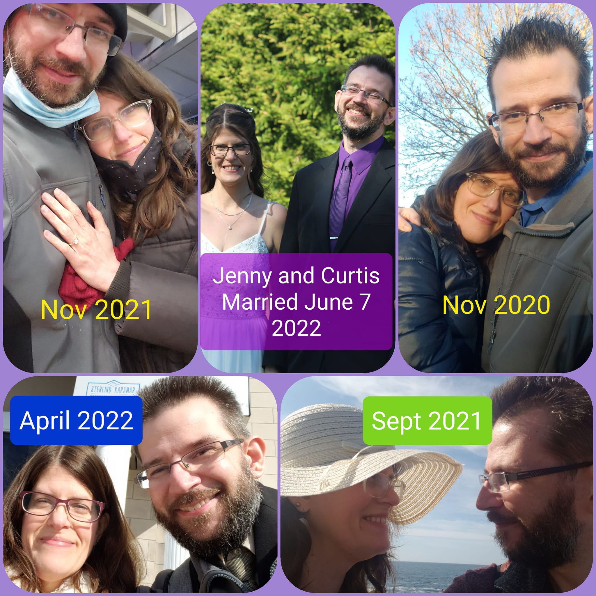 Collage of a Christian couple's relationship, including their marriage