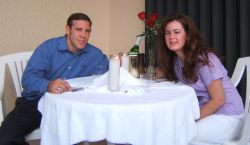 Christian singles on a romantic dinner date
