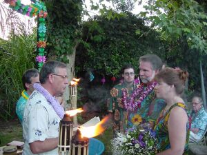 Christians get married covered in leis