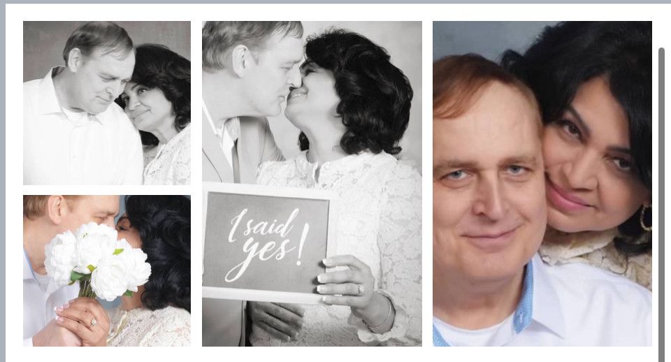 A collage of a Christian couple in various romantic poses