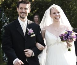 California singles marry and walk hand in hand at outdoor wedding