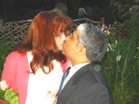 Former single Christians kiss after marrying