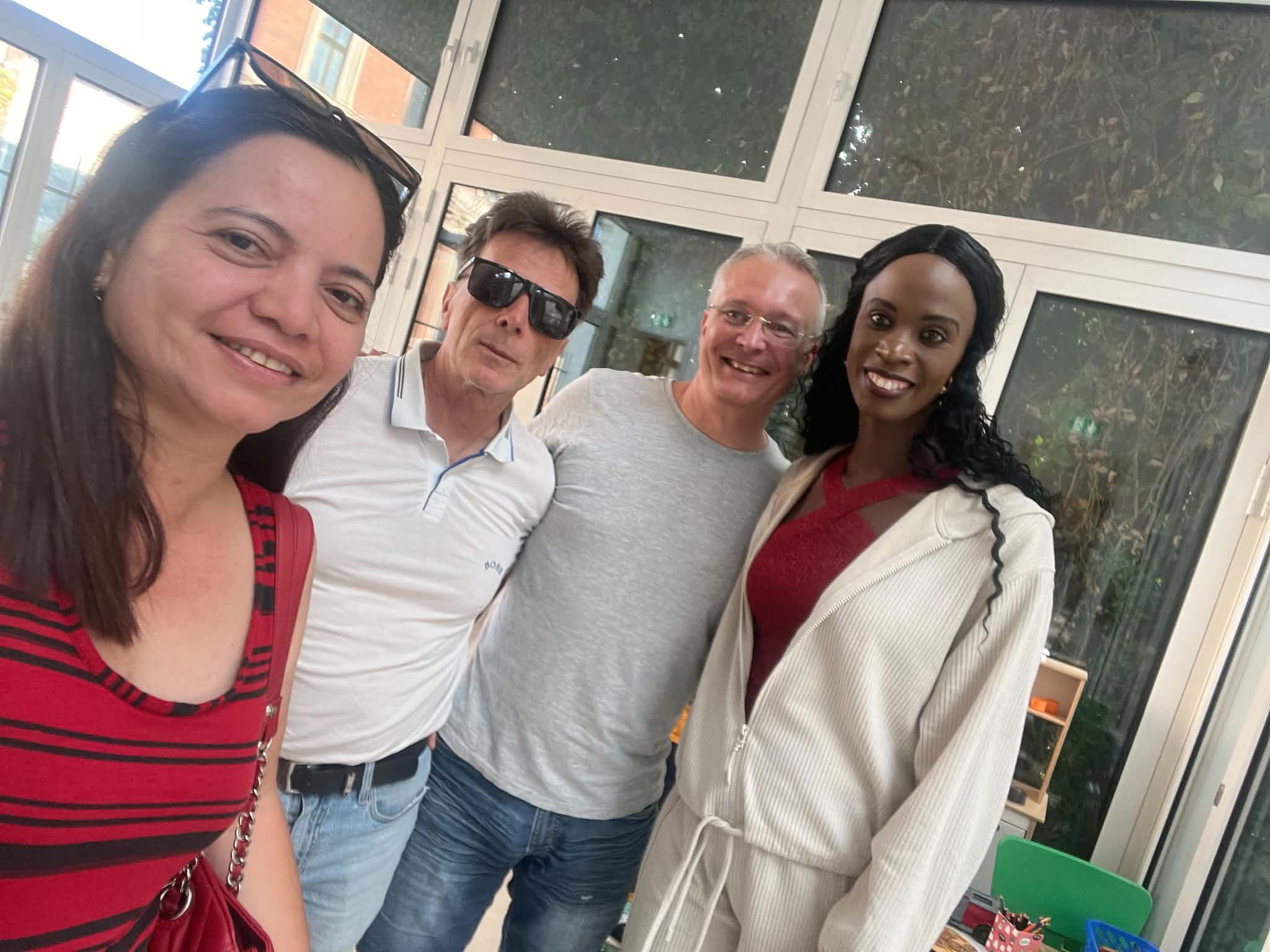 Two Christian couples pose together in Budapest