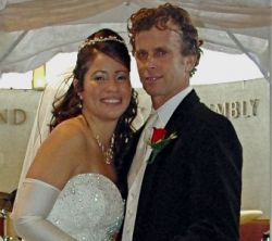 American Christian marries Canadian who smiles and leans in